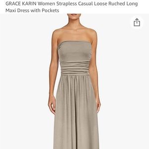 Strapless long maxi dress with pockets!